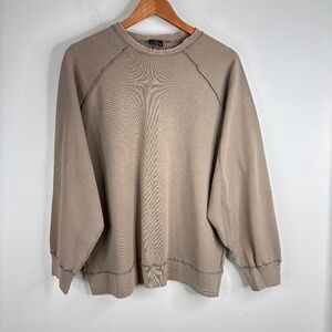 VTG 90s Generra Crewneck Sweatshirt M Beige Pullover Distressed Thrashed Grunge